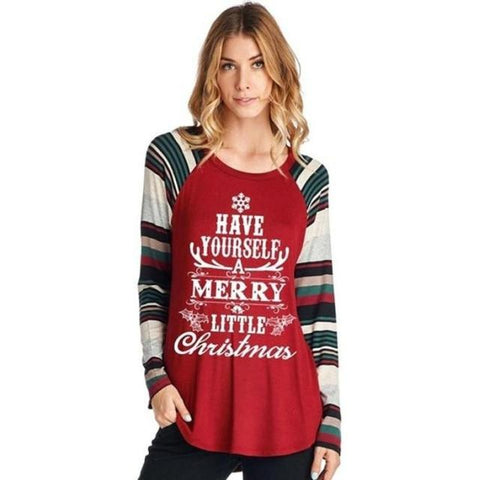 Feitong Christmas T-shirt Women Autumn